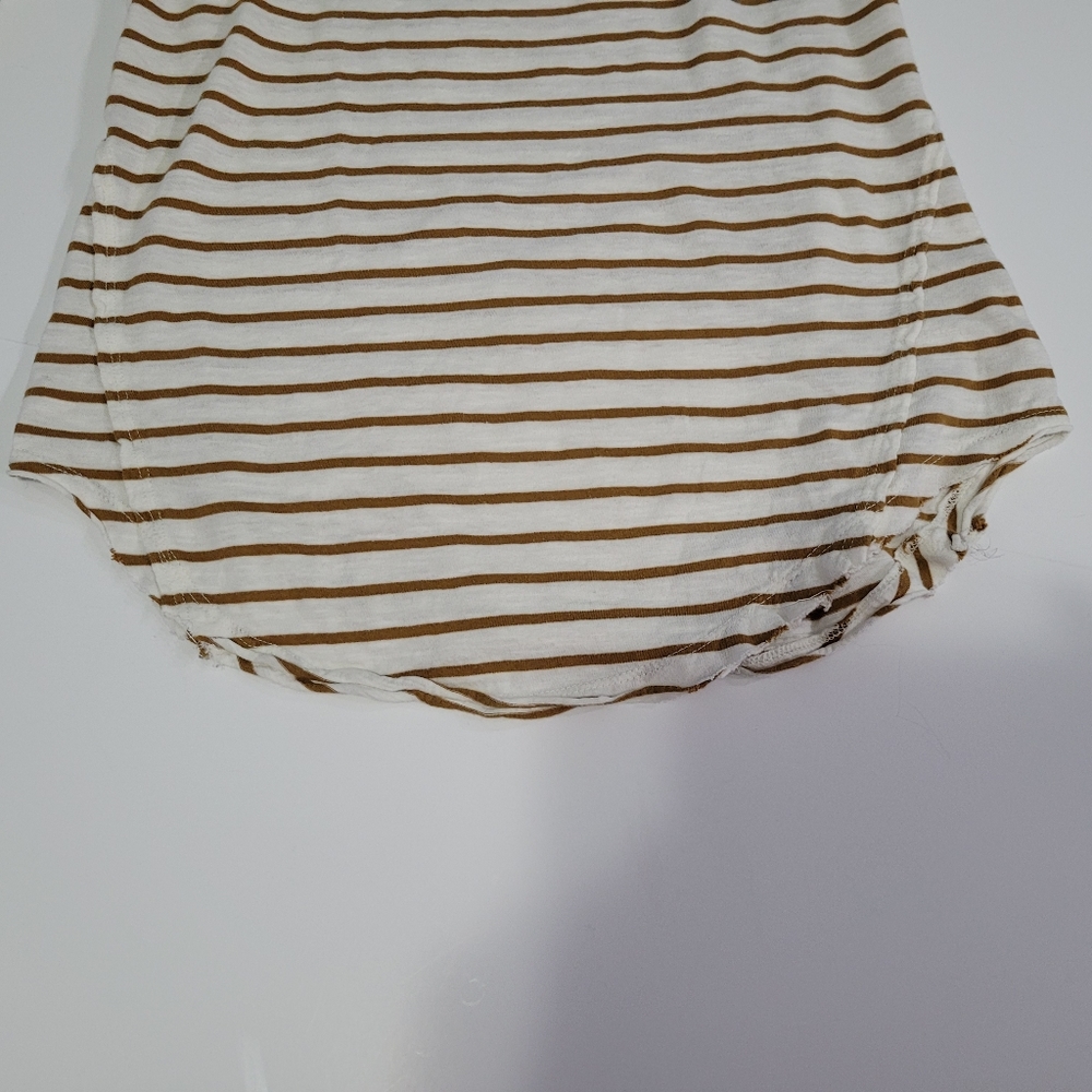 Free People Women's Size M Top White & Brown Striped - Picture 11 of 13